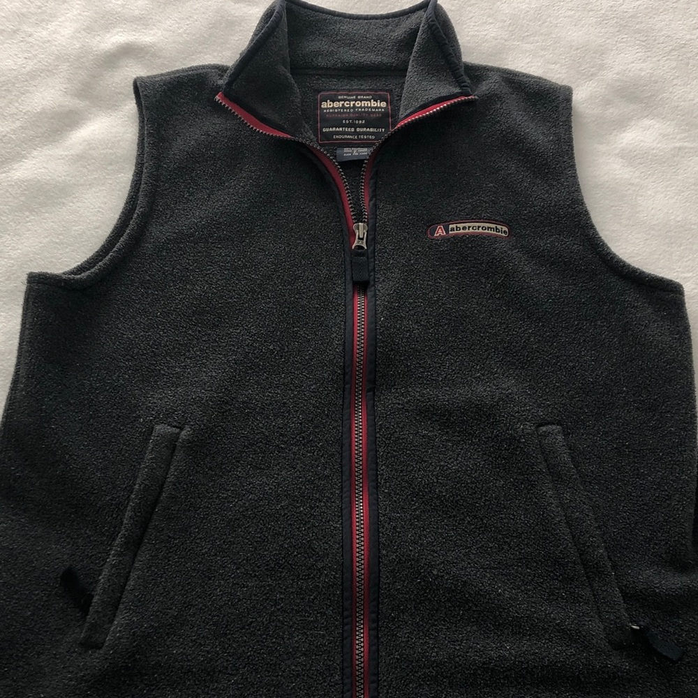 Vintage Abercrombie & Fitch Adult Large Charcoal Gray Full Zip Fleece Vest